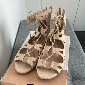 Call It Spring Suede Lace Up Sandals - Size 7